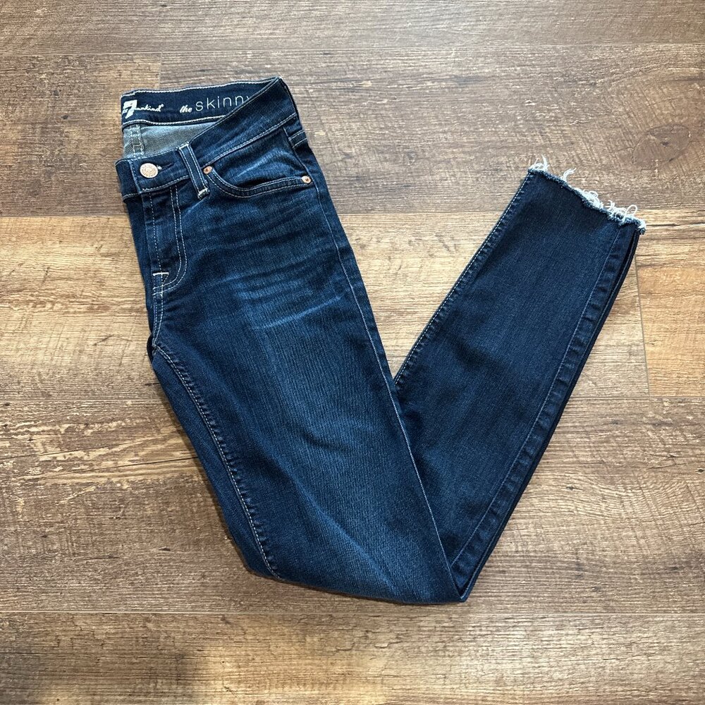 7 For All Mankind Women Jeans Size 24 The Ankle Skinny Stretch Denim 115561